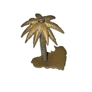 Vintage Brass Palm Tree Paperweight Or Decor Accent